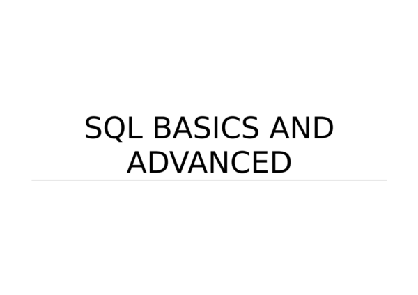 SQL Basics and Advanced: Master the Language of Databases